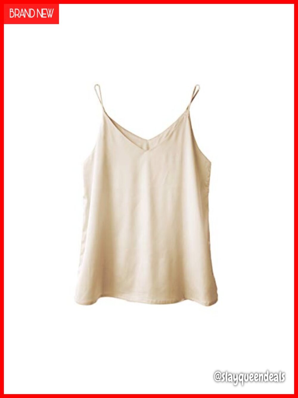 Womens Satin Silk Camisole V-Neck Spaghetti Strap Tank Top Sleeveless Blouse